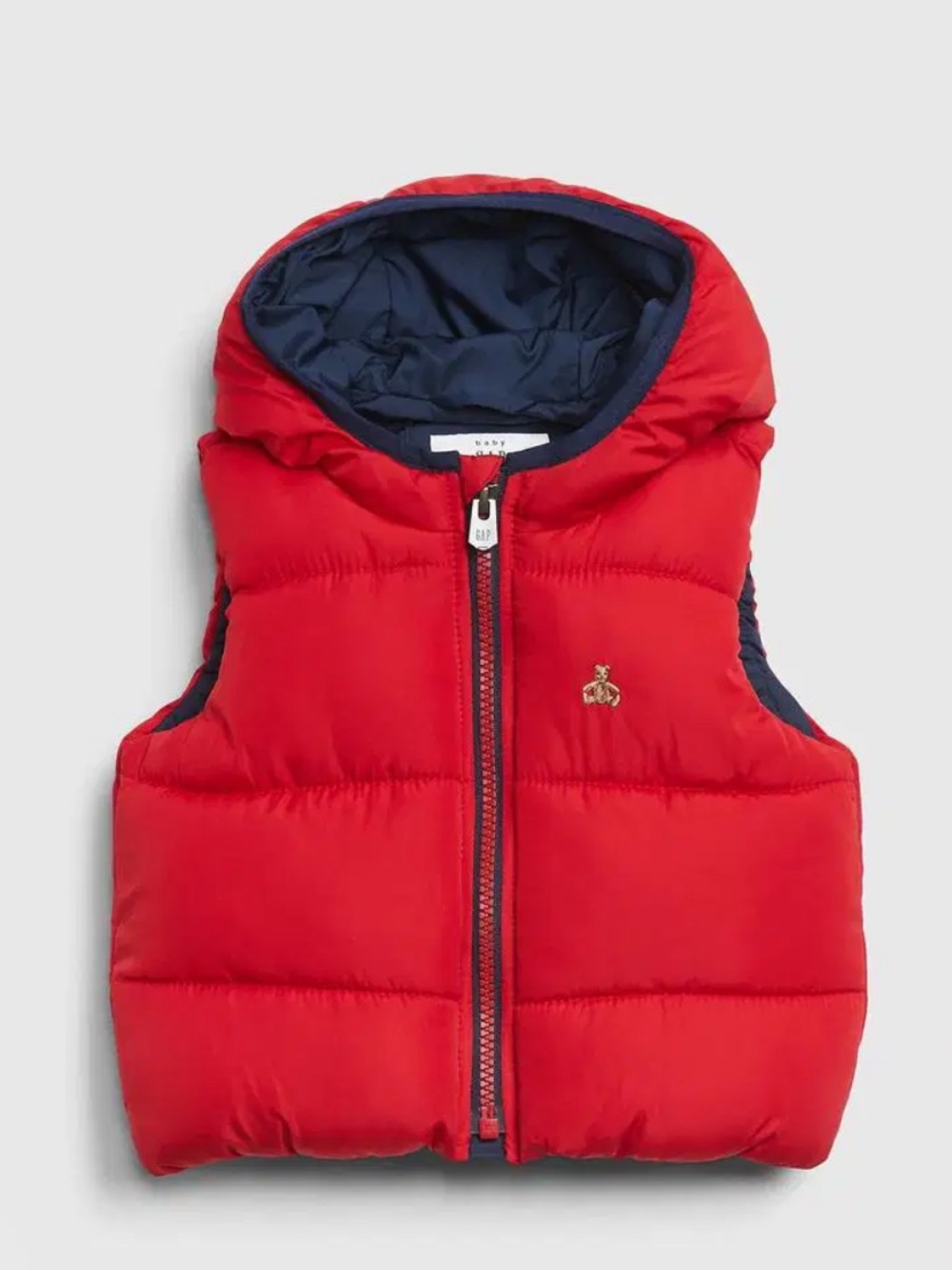 GAP ColdControl Max red puffer vest hooded size 0-6 month